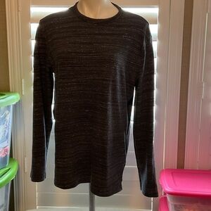 GAP Men's Charcoal Striped Long Sleeve Shirt